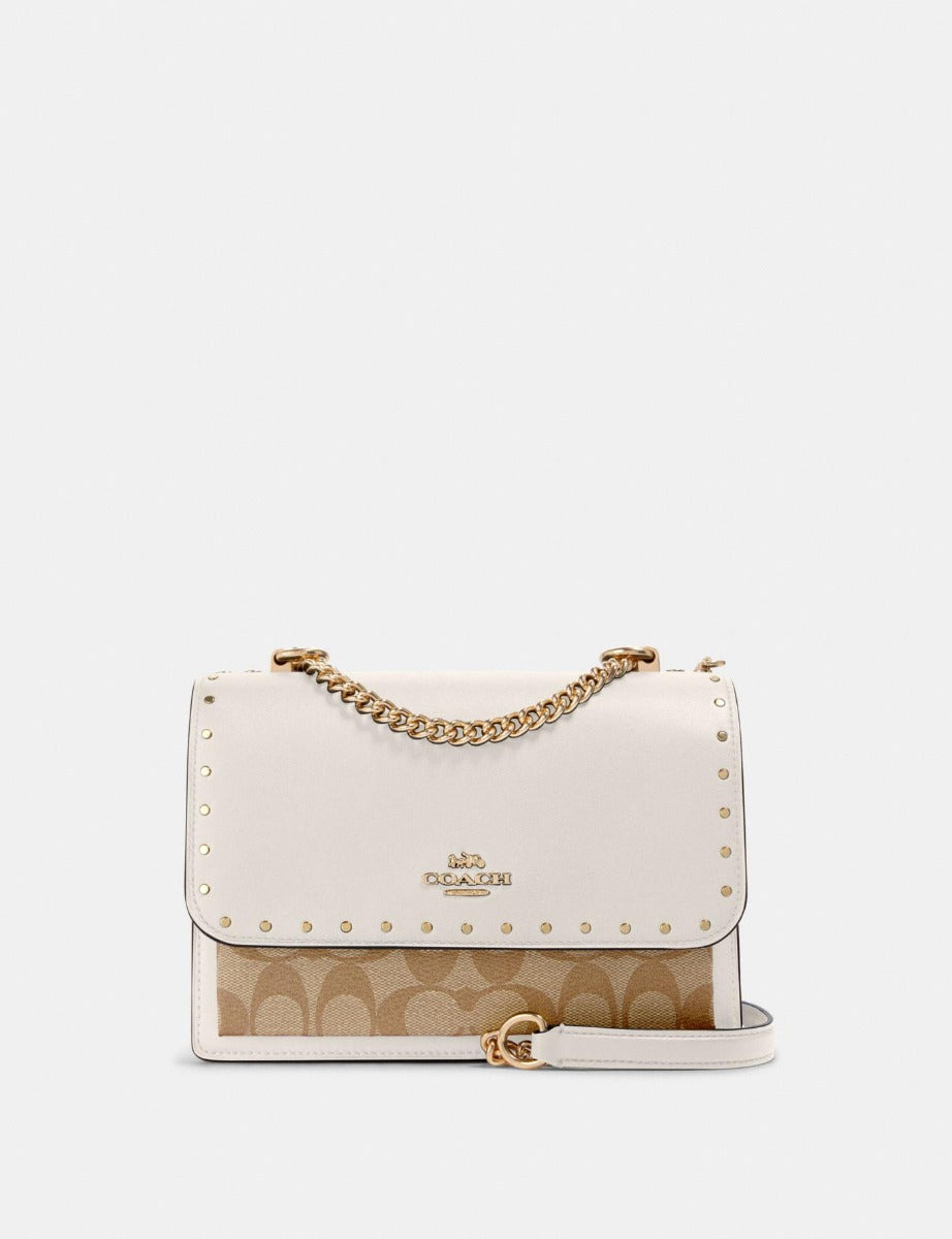 Coach 90400 Klare Crossbody In Signature Canvas With Rivets Light Khaki Multi Coach 90400 Klare Crossbody In Signature Canvas With Rivets Light Khaki Multi